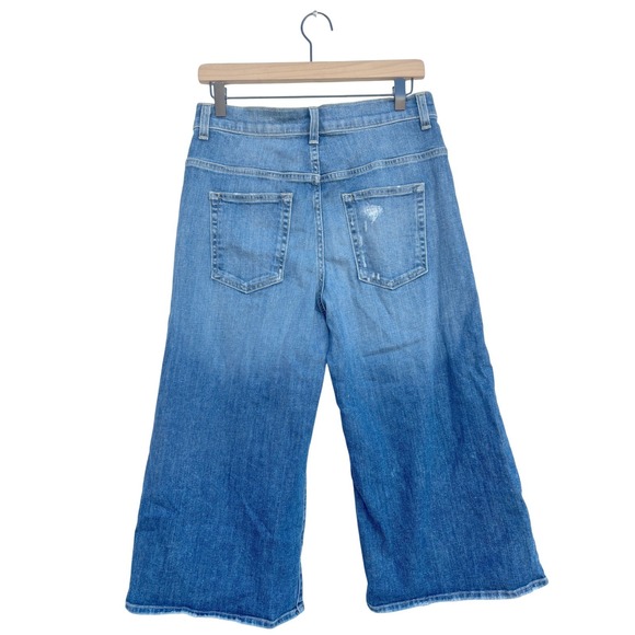 Nili Lotan London Women's Cropped Wide Leg Jeans Size 27 Distressed Denim - Picture 2 of 7